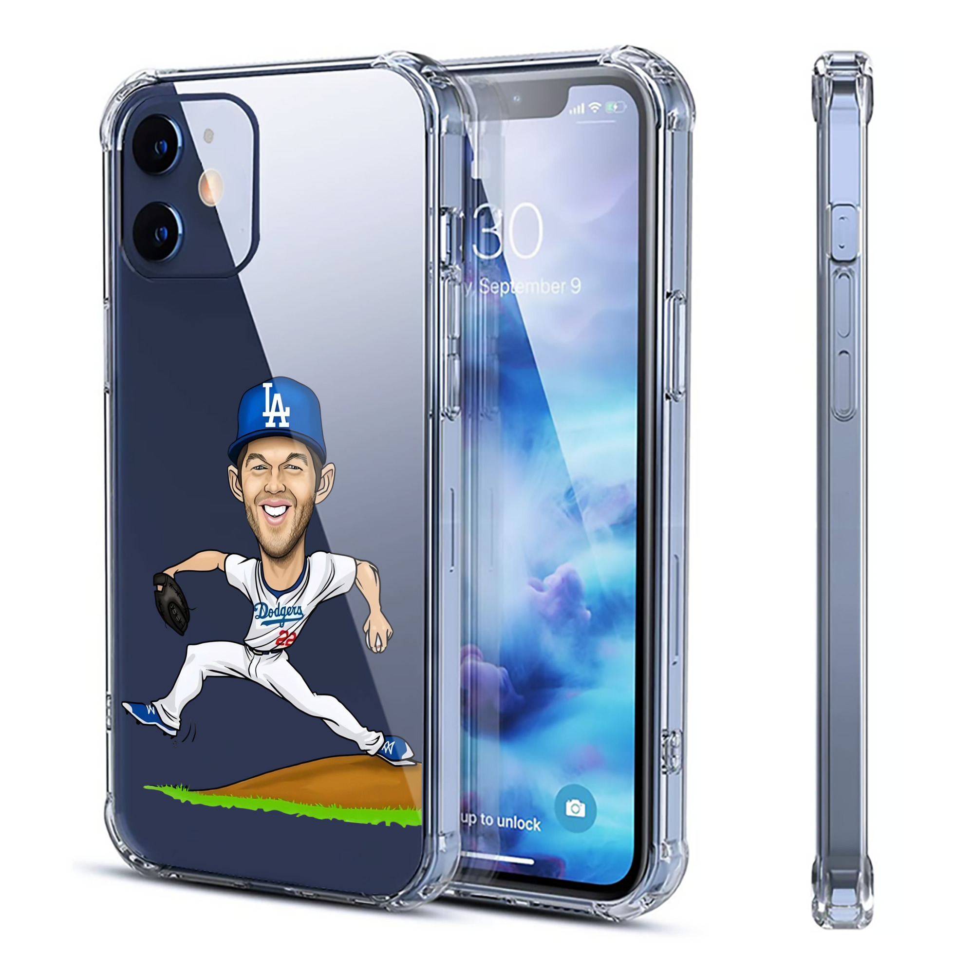 Clayton Kershaw  1 Clear IPhone 12 Case – Soft TPU With UV Print – Enhanced Drop Protection, Precise Fit, Anti-Fingerprint, Customizable Design, Scratch-Resistant, Yellow-Resistant